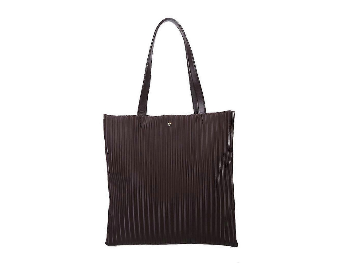 Bolso retro de piel sintética, bolso de mano plisado vintage, bolso de hombro ligero, marrón Lalamoli