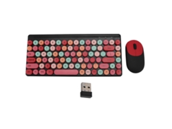 Teclado E Mouse Sem Fio Combo 86 Teclas Retro Para Gaming Com Receptor Usb Plug And Play Para Pc Laptop Os X Vermelho