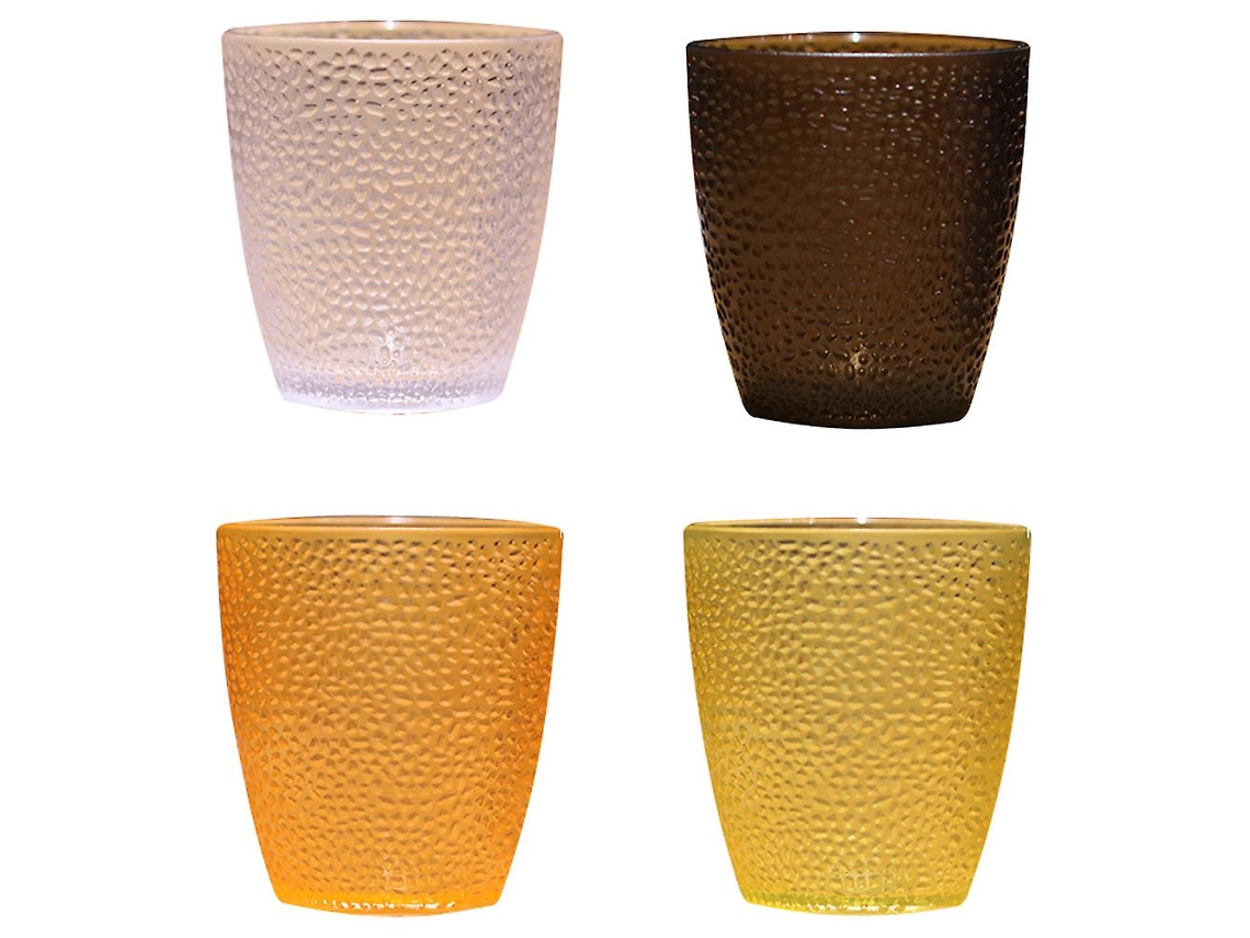 Juego de 4 vasos irrompibles de plástico para agua, zumos, bebidas, cócteles y mucho más. Apilables, 220 ml. Eioororriy