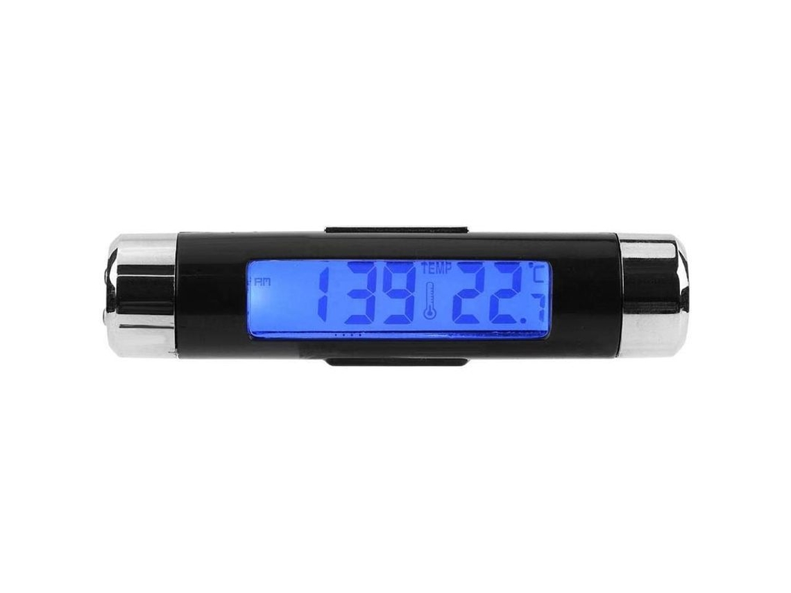 Reloj termómetro electrónico multifunción para coche Qilu con retroiluminación LED y pantalla digital.