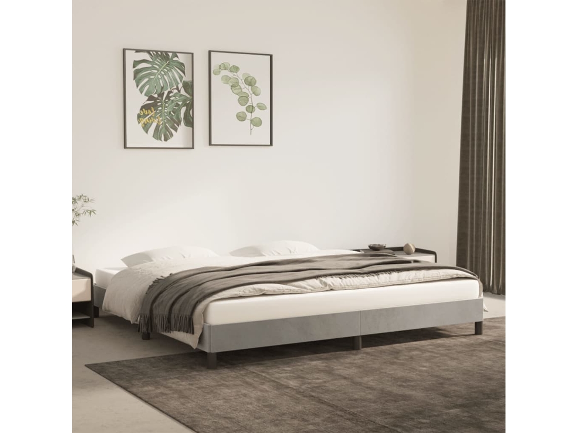 Estructura De Cama Sin Colchón Terciopelo Gris Claro 200x200 Cm