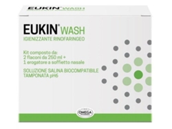 Kit desinfectante rinofaríngeo Eukin Wash, 2 frascos de 250 ml, erogador nasal Omega Pharma