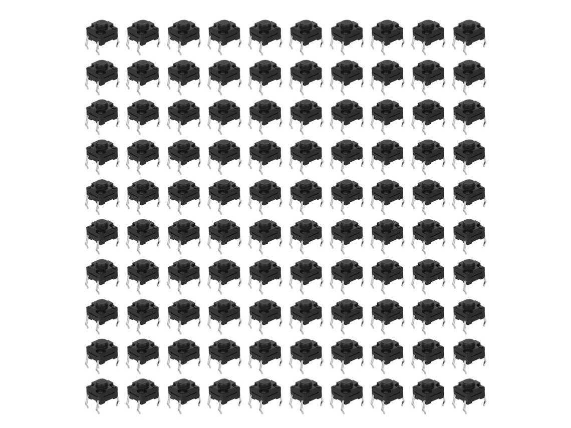 100 Interruptores De Botón Táctiles, Impermeables, Electrónicos, Ligeros, De 6 X 6 X 5 Mm.