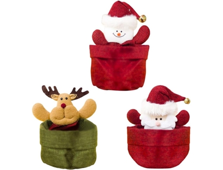 3 uds bolsa de dulces Santa Claus muñeco de nieve Elk bolsas de regalo decoración de fiesta en casa suministros de Navidad bolsas de regalo