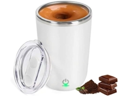 Taza Eléctrica Automática De Acero Inoxidable Blanco Con Función Mezcladora Para Café, Leche O Chocolate Caliente. Portátil, Recargable Y Co