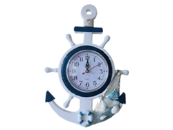 Reloj de pared mediterráneo, tema de playa y mar, decoración con rueda de barco de vela Kofihety
