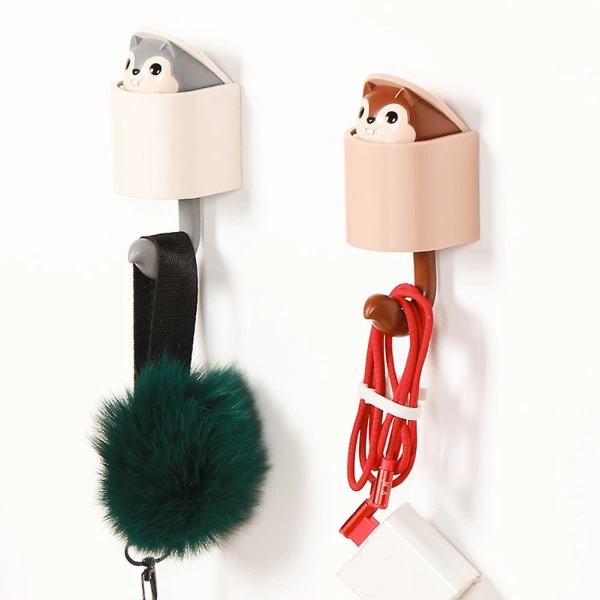 Gancho De Pared Creativo Con Forma De Ardilla, Perchero Para Llaves, Gancho Adhesivo Fuerte Para Colgar En La Pared, Color Gris.