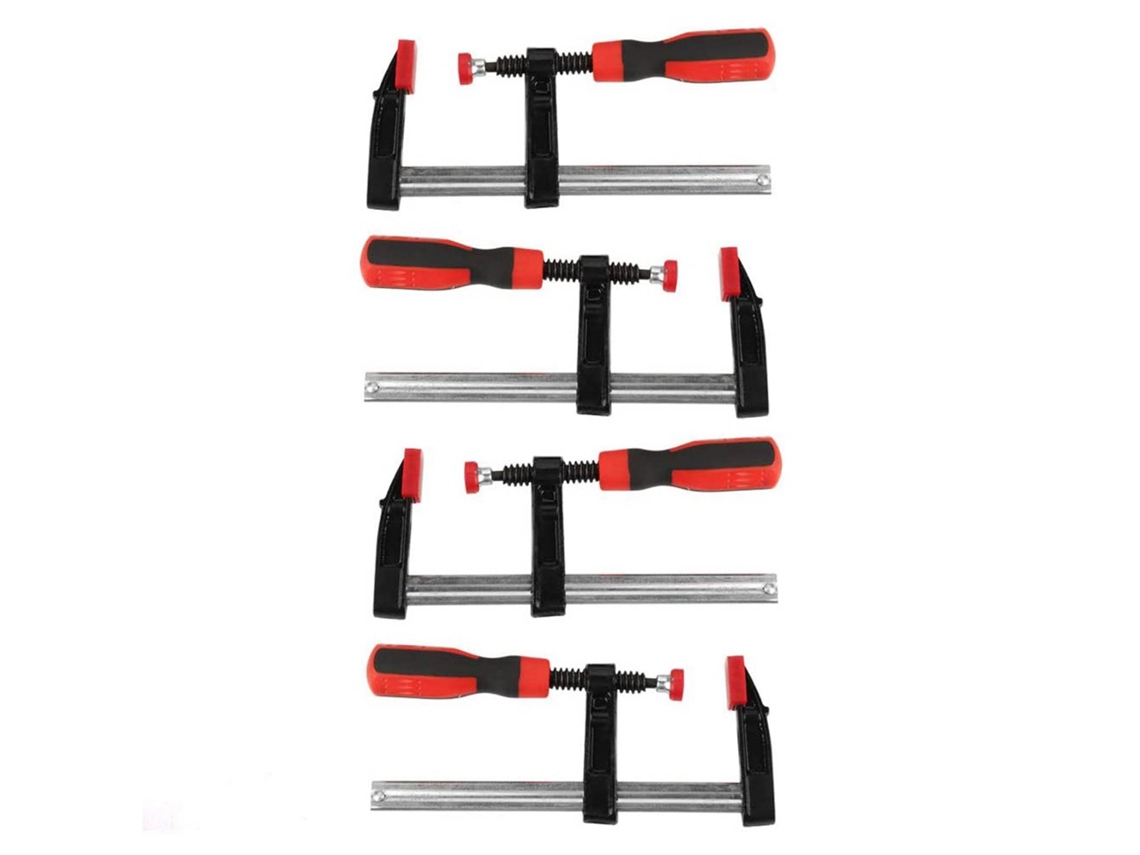 Kit de herramientas de carpintería (4 abrazaderas en F para madera con barra de 50 x 150 mm)