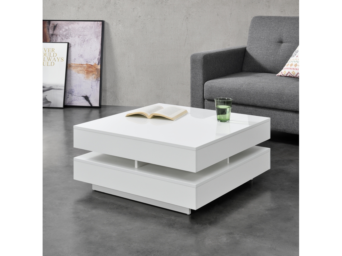Mesa de Centro [EN.CASA] Märsta  (Blanco - Cartón Recubierto De Melamina - 75 x 75 x 35,5 cm)