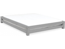 Cama BENLEMI Japa (Gris - Madera - Compatible con colchón: 200x200 cm)
