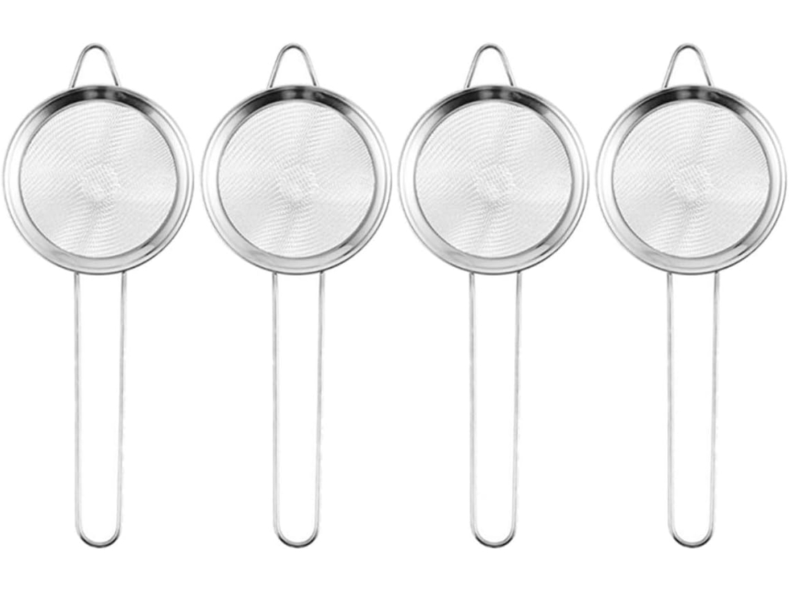 Colador De Malla Fina De Acero Inoxidable, 85 Cm, Juego De 4