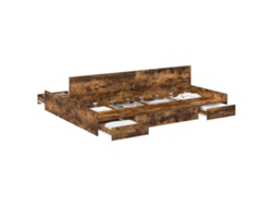 Maison Exclusive - Cama Con Almacenamiento Con Cabecera Roble Ahumado 160 X 200 Cm