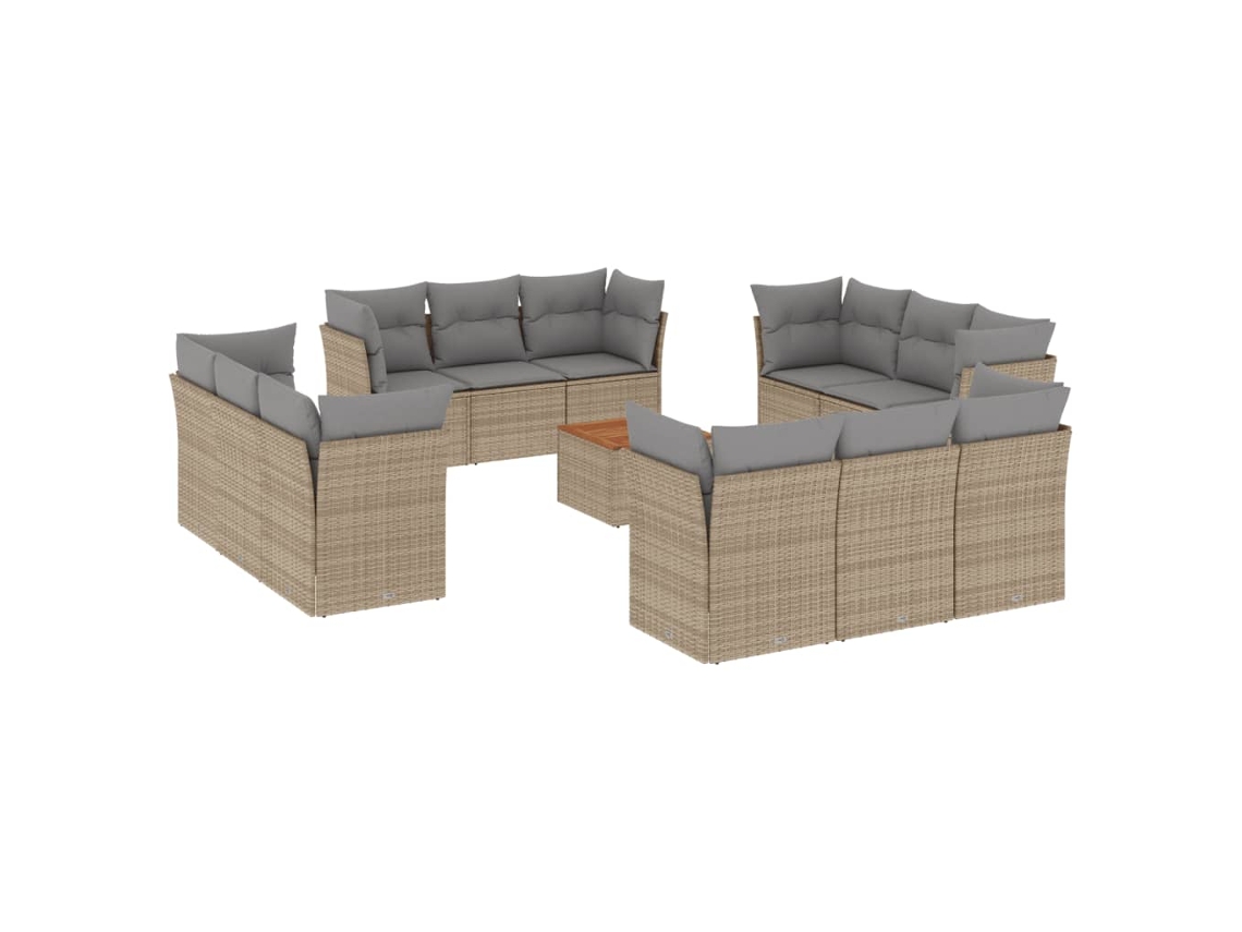 Maison Exclusive - Juego De Sofás Jardín Con Cojines Beige Mezcla 13 Pzas Ratán Pe