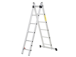 Escalera plegable de aluminio, 1,68 m de altura, capacidad de 150 kg, apta para uso interior/exterior, con certificación ANSI.