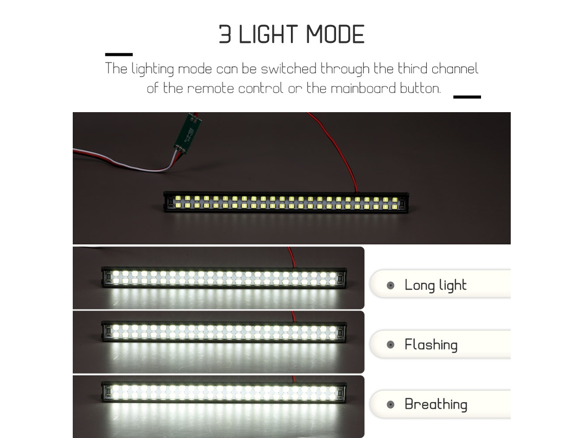 Barra De Luz Led De 5,8 Pulgadas Con Control Remoto Para Coches Rc A Escala 1/10 Trx-4 Trx-6 D90 Redcat Axial Scx10 Tamiya Hpi