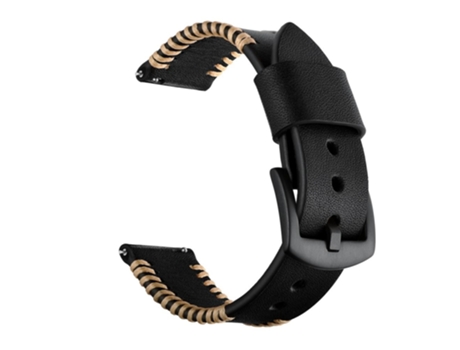 Correa de piel auténtica 22mm decoración de costura para Huawei Watch GT2e/GT2 46mm - negro