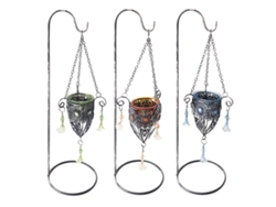 ORIGEN Home Decor - Portavelas Pack 3 Unidades Decoracion Colgantes Metal Negro - 40x12x12 cm