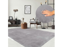 Rebe-alfombra Moderna Pelo Corto Suave Antideslizante Lavable 30°c Piel Gris 80x160 Cm