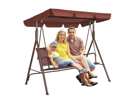 VEVOR silla Swing de 3 asientos para Patio columpio al aire libre con dosel regulable marrón