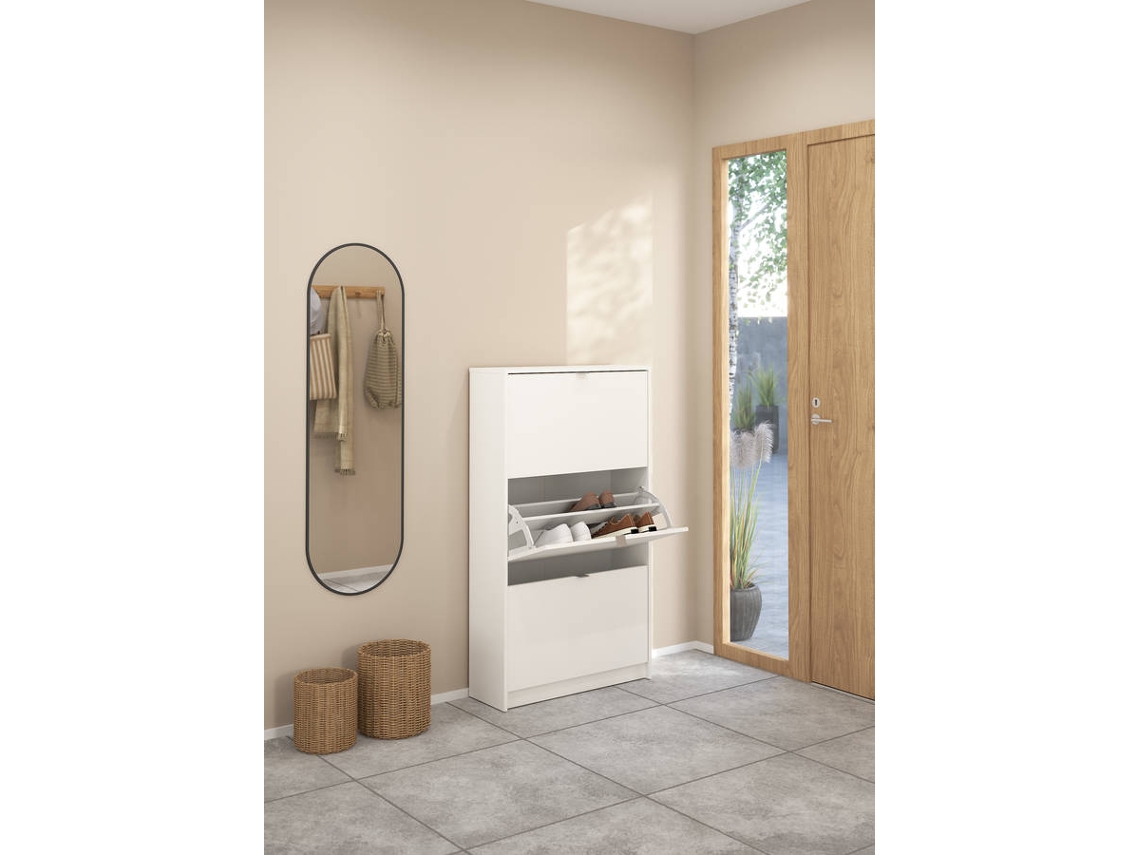 Armario para Zapatos TVILUM 3 Puertas y 2 Layers (70,3 x 24,05 x 123,6 cm - Blanco)