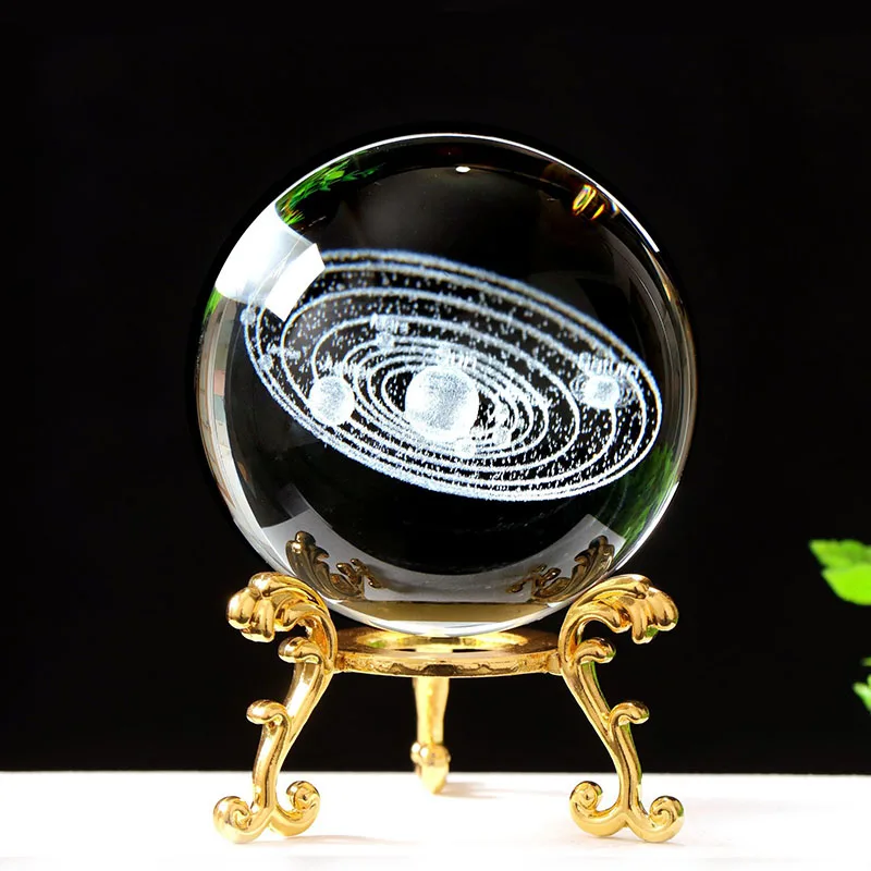 (estilo 18 60 Mm) Bola De Cristal De 60 Mm, Esfera De Vidrio Tallada En 3d, Pisapapeles Con Base.