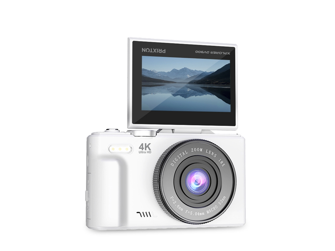 Cámara digital Prixton Xplorer DV900 (4K - Pantalla abatible - Blanca)
