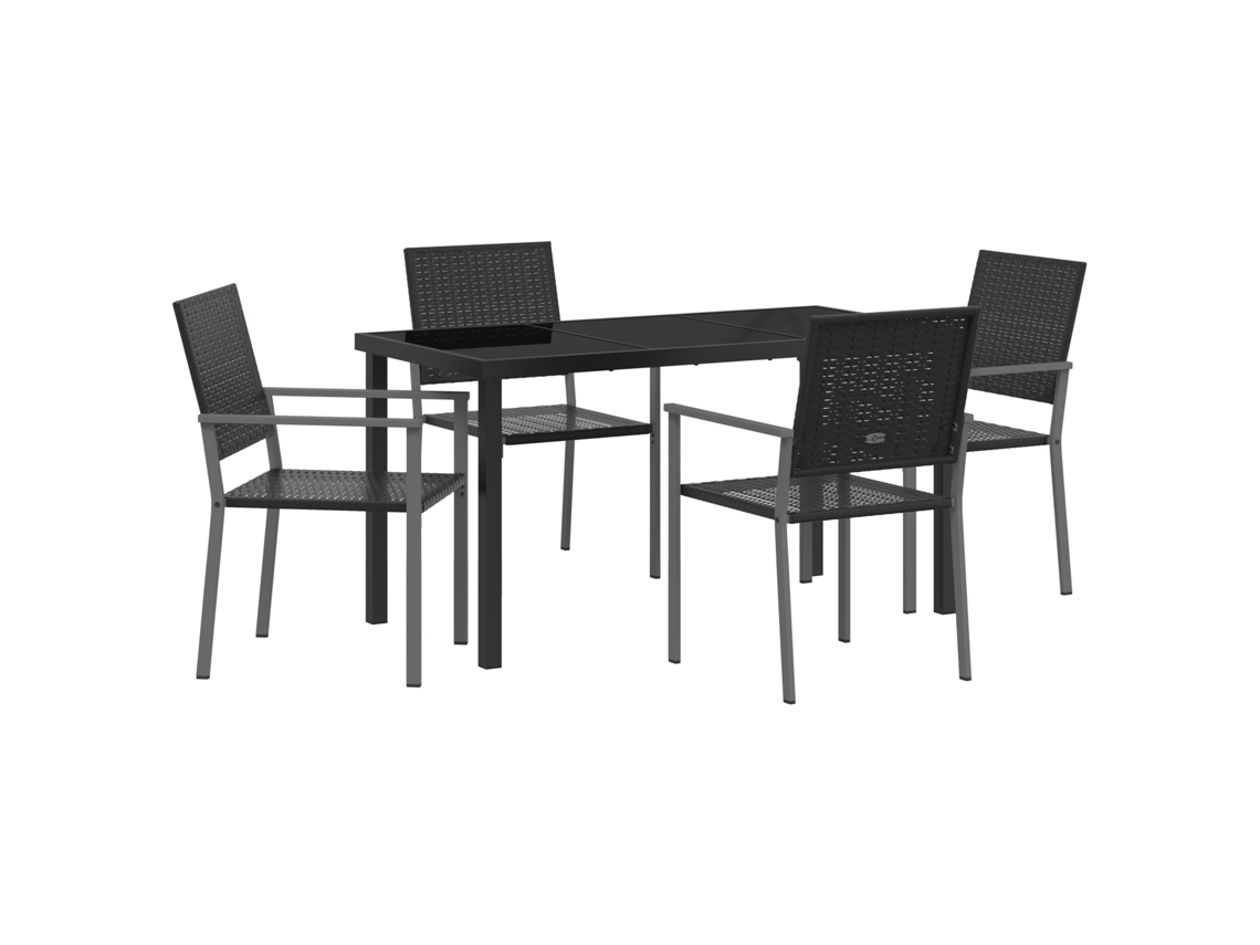 Juego de comedor de jardín VidaXL de 5 piezas en ratán sintético negro