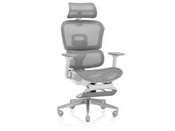 Silla de oficina ergonómica Valk Myla (reposapiés de malla transpirable y reposabrazos 4D en blanco/gris)