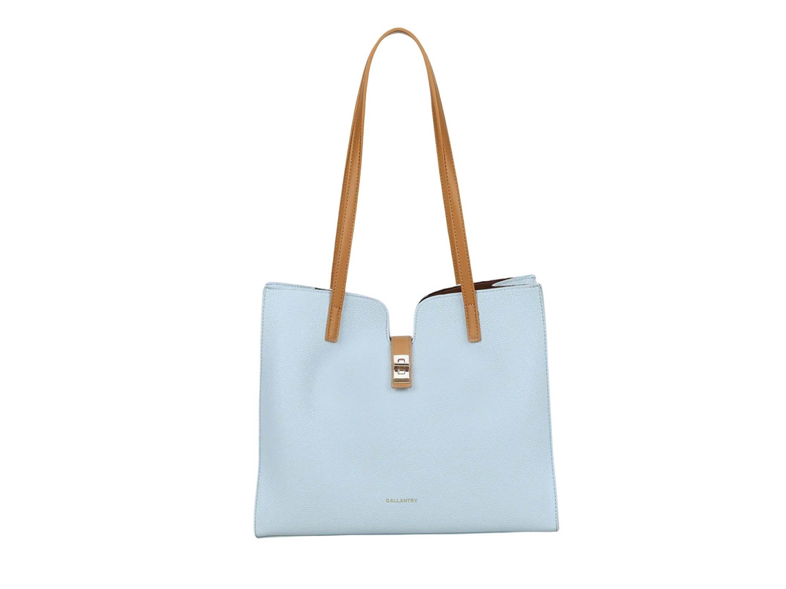Bolso De Mano Para Mujer Con Cierre Central En Metal Dorado Y Asas Largas