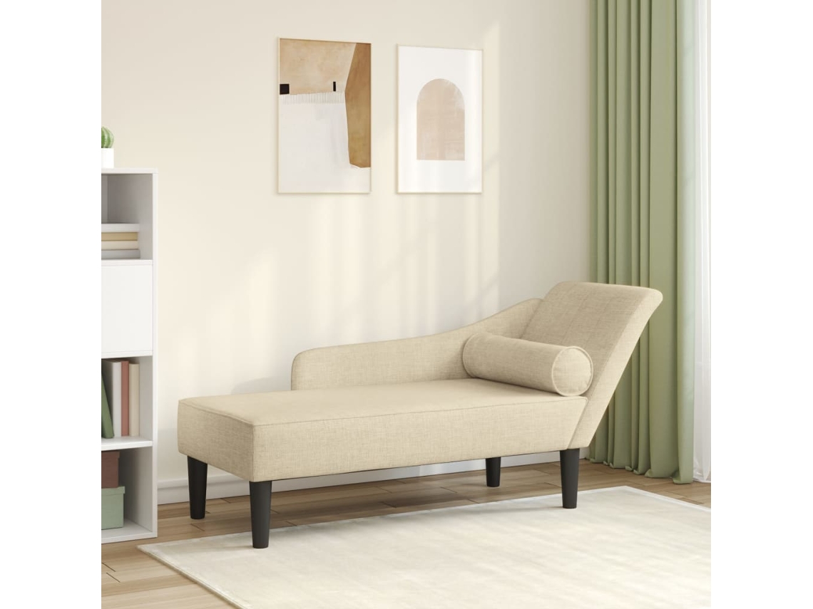 Chaise longue con cojines en tejido color crema Lovely Home