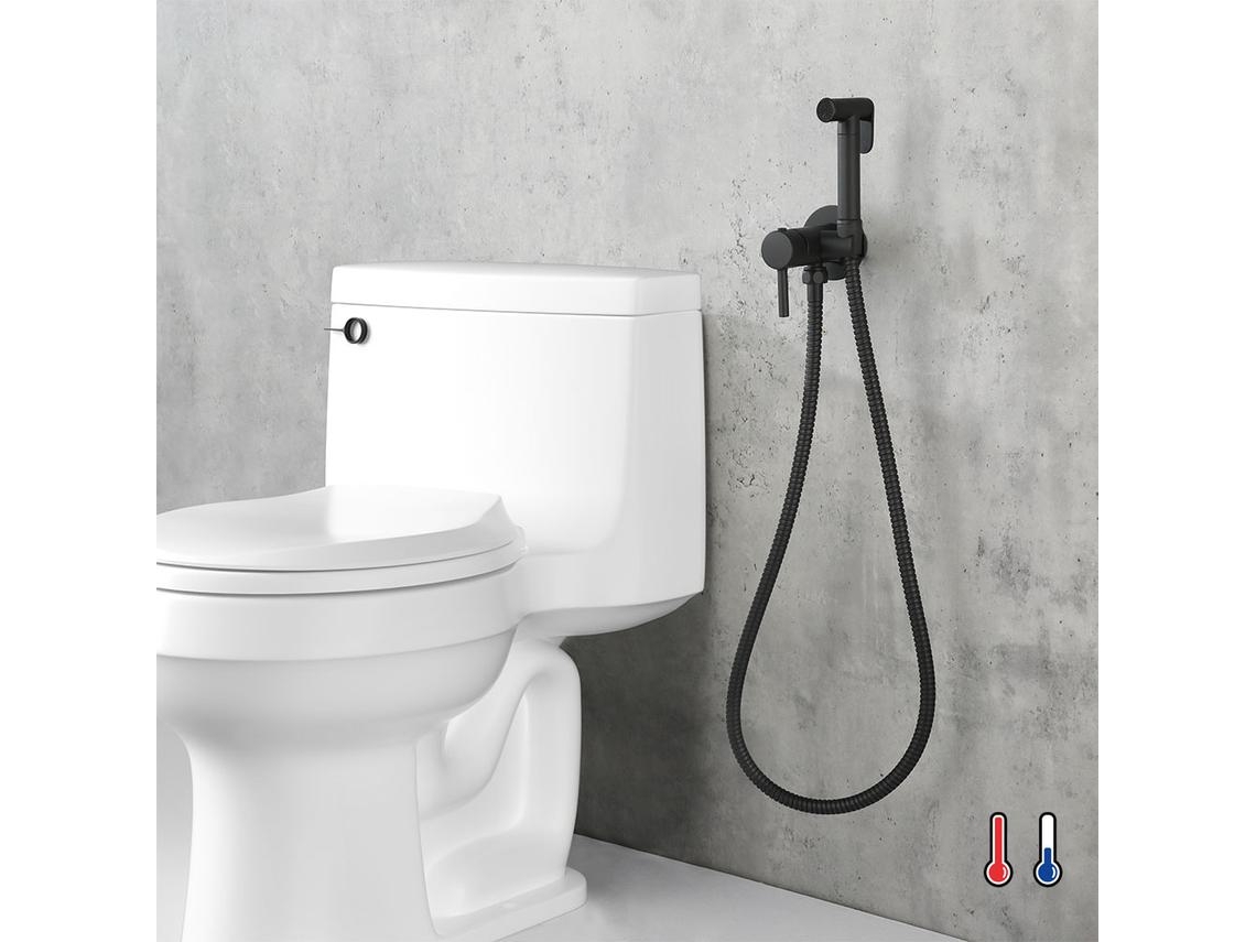 Grifo Wc hidroescobilla redonda de acabado negro mate fabricado en