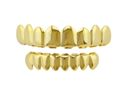 Juego De 8 Dientes Superiores E Inferiores Chapados En Oro De 18 Quilates Para Hombres Y Mujeres.
