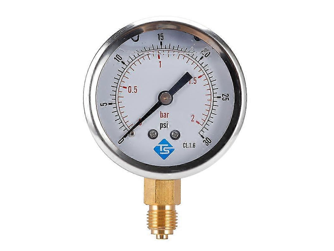 Manómetro De Baja Presión 0-2bar/0-30psi 1/4" 68mm Dial Acero Inoxidable Para Aire, Agua, Aceite Plata