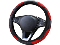 Cubre Volante De Cuero Fibra De Carbono, Antideslizante, Ajustable 37-38cm, Universal Para Coches