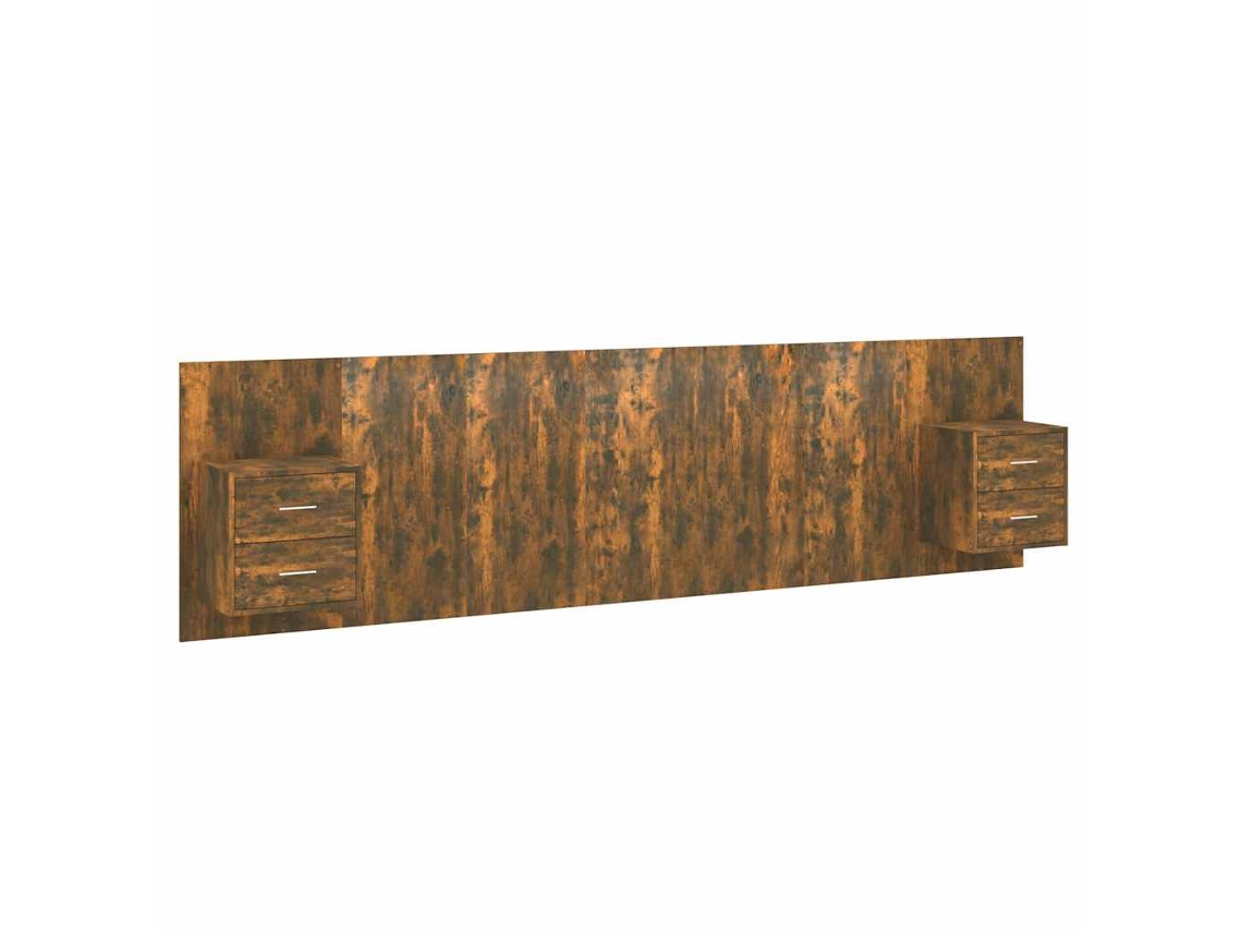 Cabecero con armarios, madera procesada, roble ahumado, MAISON EXCLUSIVE