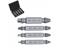 Juego de puntas para retirar tornillos dañados – 4 piezas | Metal resistente | Para reparaciones rápidas