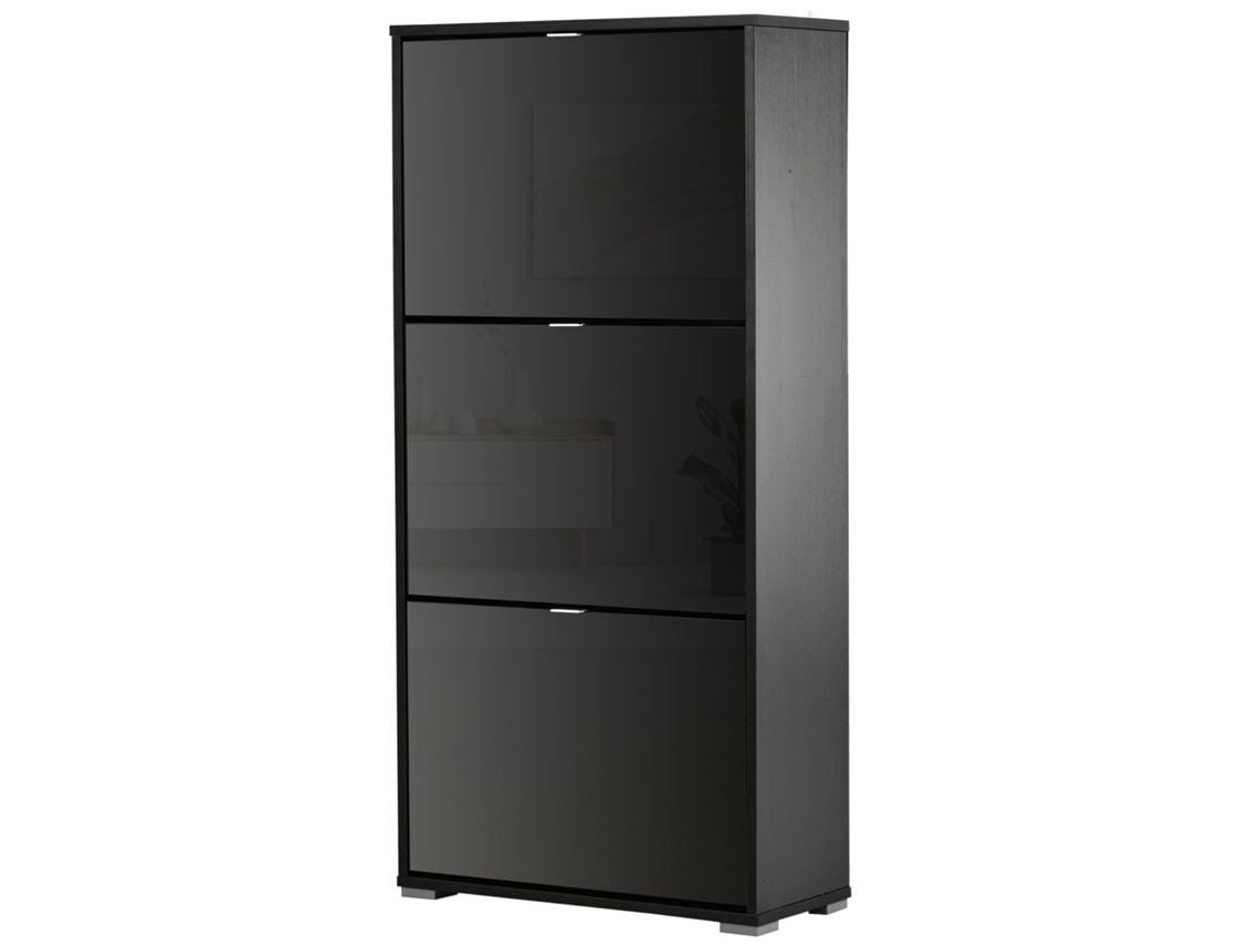 VPMKP - Zapatero Homcom 3 puertas abatibles 3 compartimentos 60x26x124 cm lacado negro PMM CAPITALI