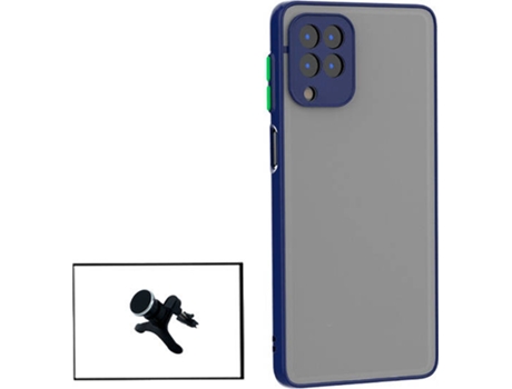 Kit Funda Antichoque y Soporte Magnético Reforzado de Coche Samsung Galaxy A12 PHONECARE Azul
