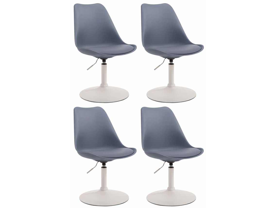 Juego de 4 sillas de comedor Maverick de plástico CLP gris/blanco