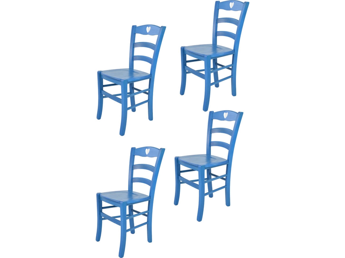 Conjunto de 4 Cadeiras T M C S Cuore 251ABLU (Azul - 88x43x46 cm - Madeira)