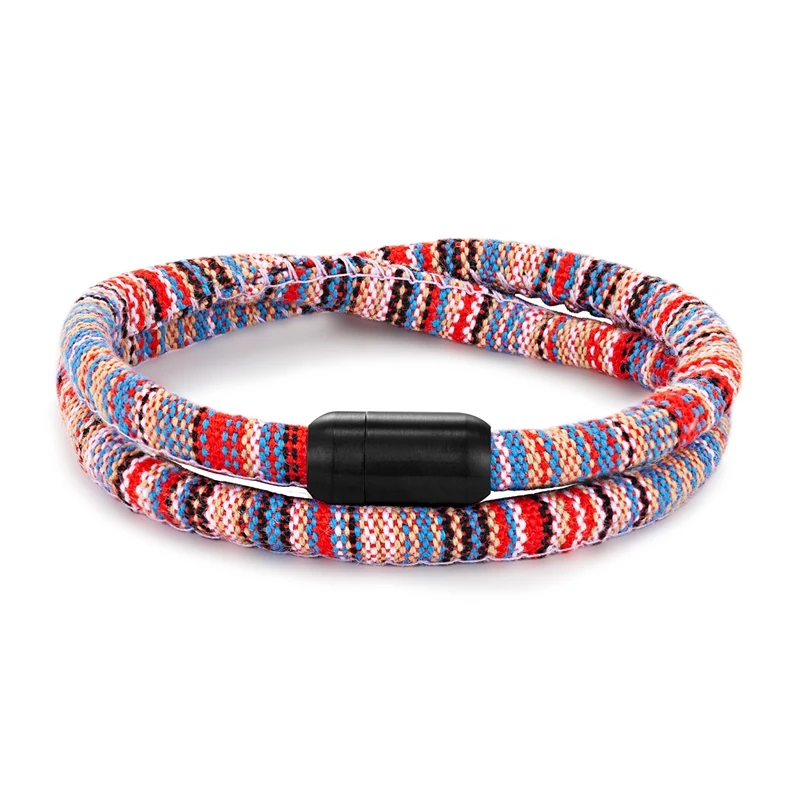 (rosa 23cm) Pulsera Sencilla De Cuerda Trenzada Colorida Para Parejas Con Colgante, Hecha A Mano, Estilo Étnico
