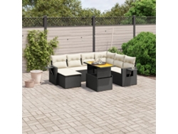 Conjunto de sofá de jardín de 8 piezas con cojines en mimbre sintético negro de DKD Home Decor