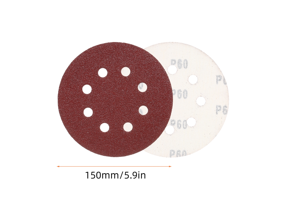 50 Discos De Lijado De 150 Mm (5,9 Pulgadas) Con 8 Agujeros Y Granos 240/180/120/80/60 Para Lijadora Orbital Aleatoria.