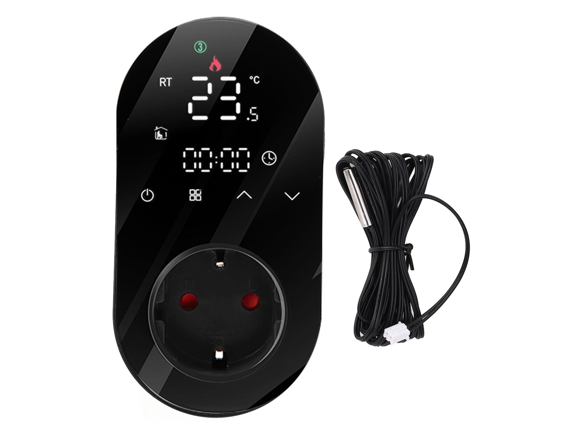 Tomada De Controle De Temperatura Digital Led, Termostato Programável Para Aquecimento De Piso Ac 16a Preto