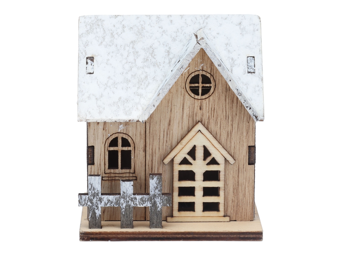 Casa De Madera Con Luces Led, Miniatura Navideña Para Casa De Muñecas, Accesorio Diy, Escala 1:18, 3+ Años