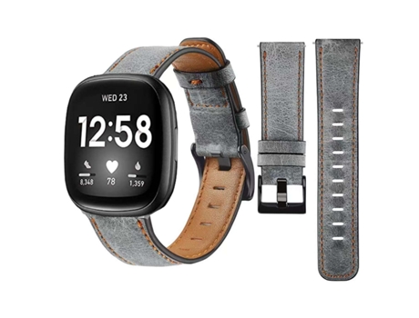 Correa Classic Vintage em Pele Ecológico Fitbit by Google Versa 2 Gris