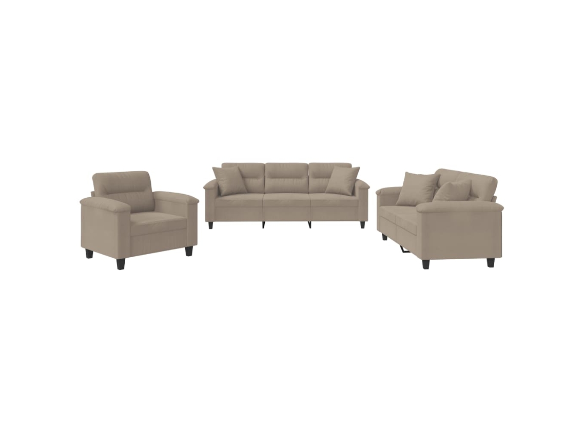 Maison Exclusive - Juego De Sofás Con Cojines 3 Piezas Tela Microfibra Gris Taupe