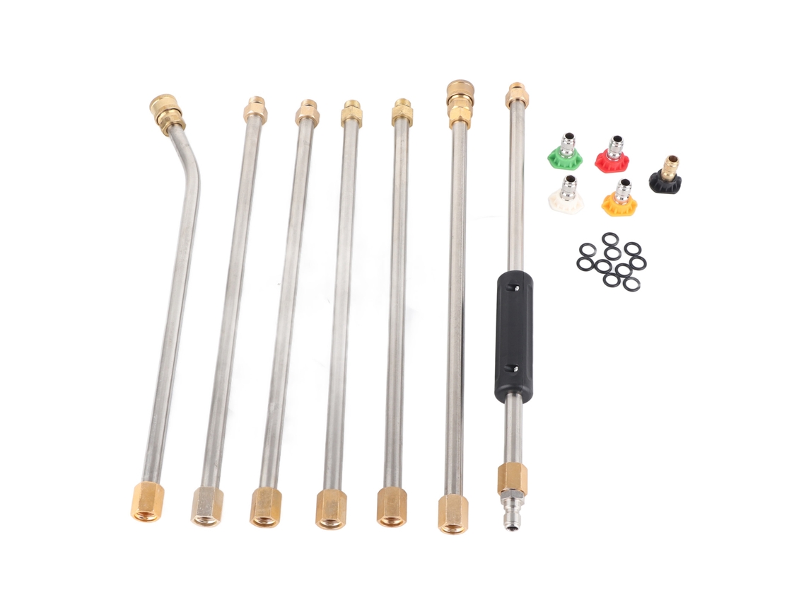 Kit de extensión de línea de lavado de autos con 5 boquillas, color plateado para riego