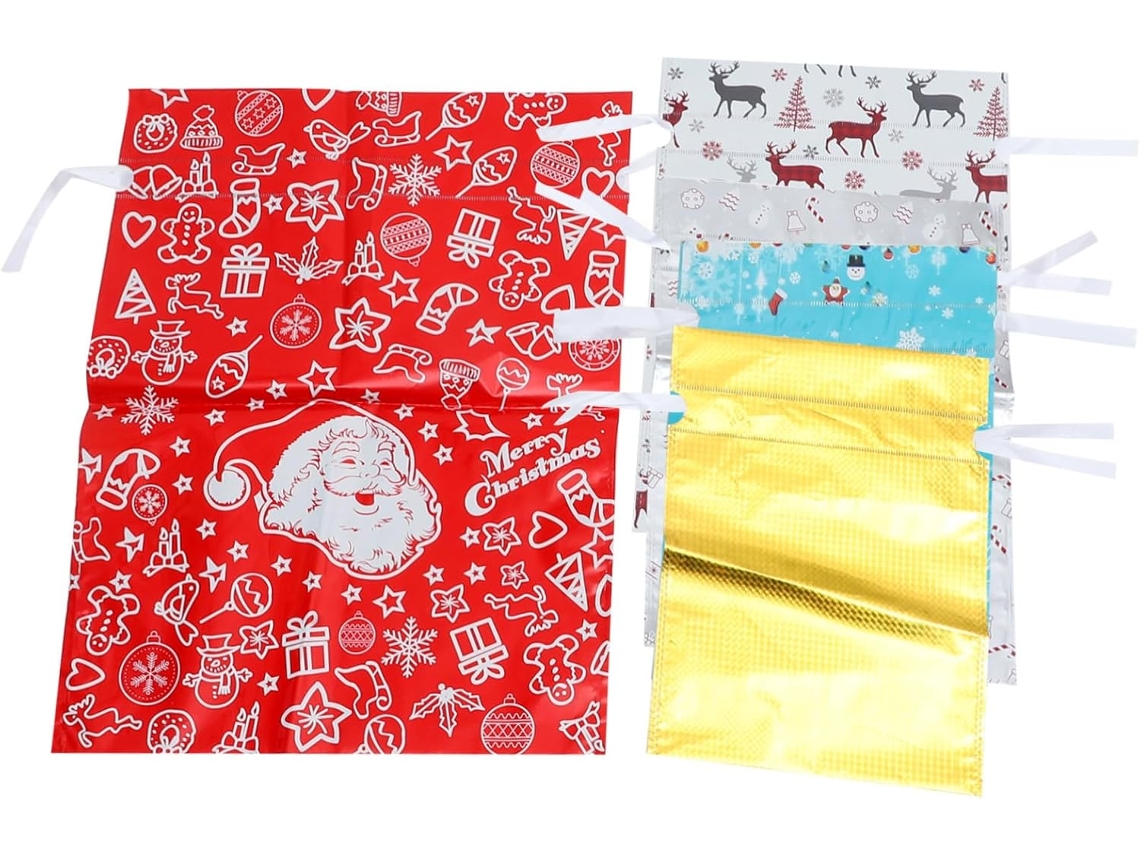 Bolsas ligeras con cordón para empaquetar fiestas navideñas. Gokoco