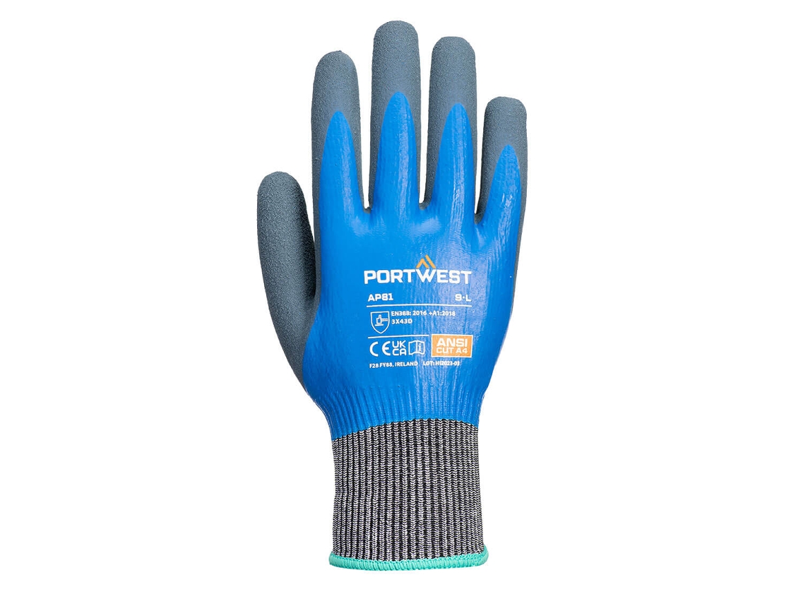 Guante anticorte Liquid Pro HR, seguridad y agarre superior / Azul / L Portwest